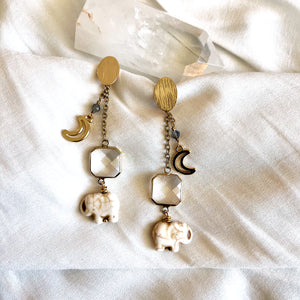 Elephant & Moon Earrings