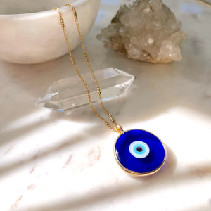 Boho Evil Eye Gold Necklace – Blue