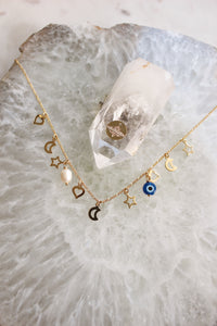 Dreamy Charms + Pearl Short Necklace