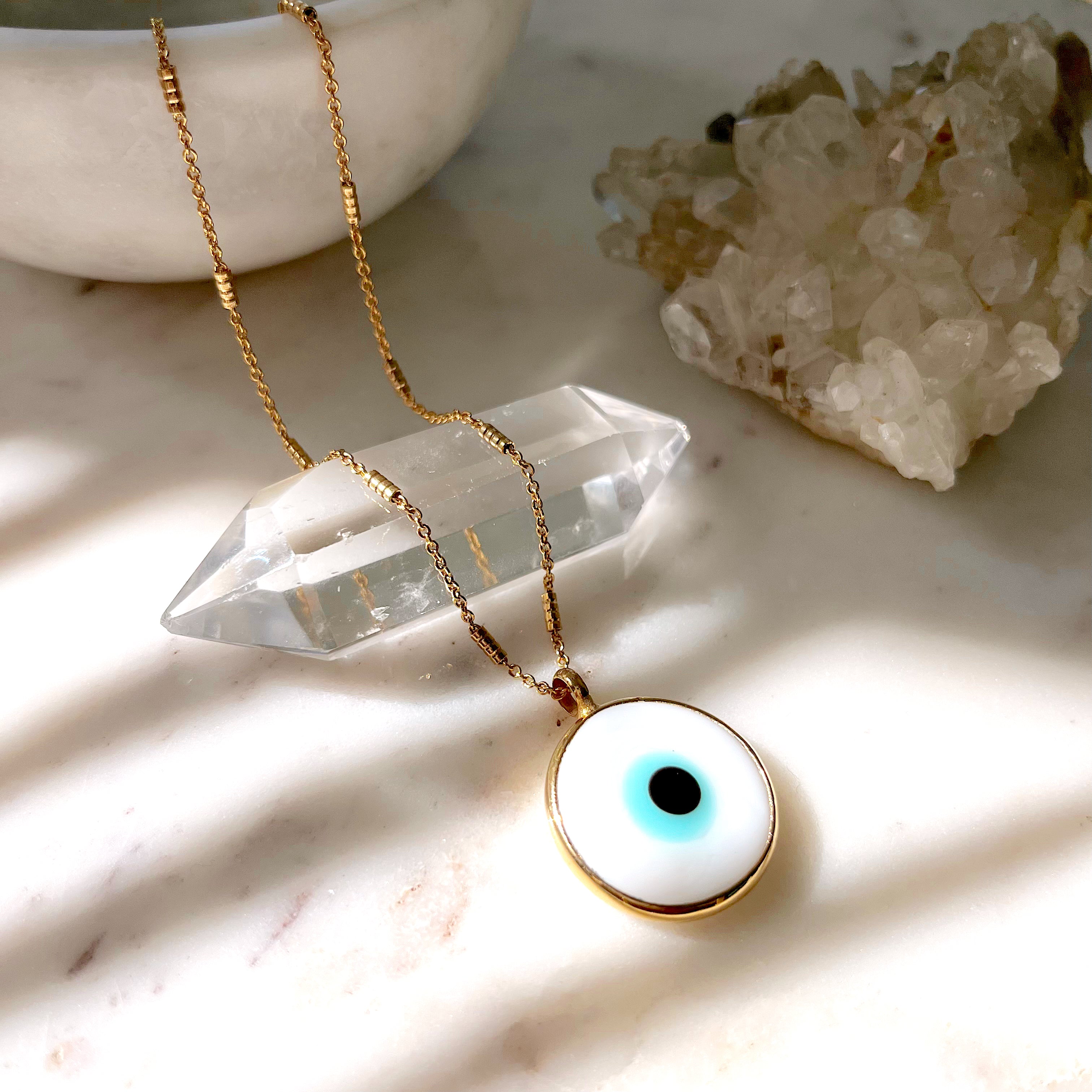 Boho Evil Eye Gold Necklace – Round