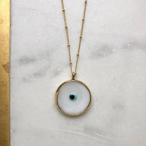 Boho Evil Eye Gold Necklace – Round